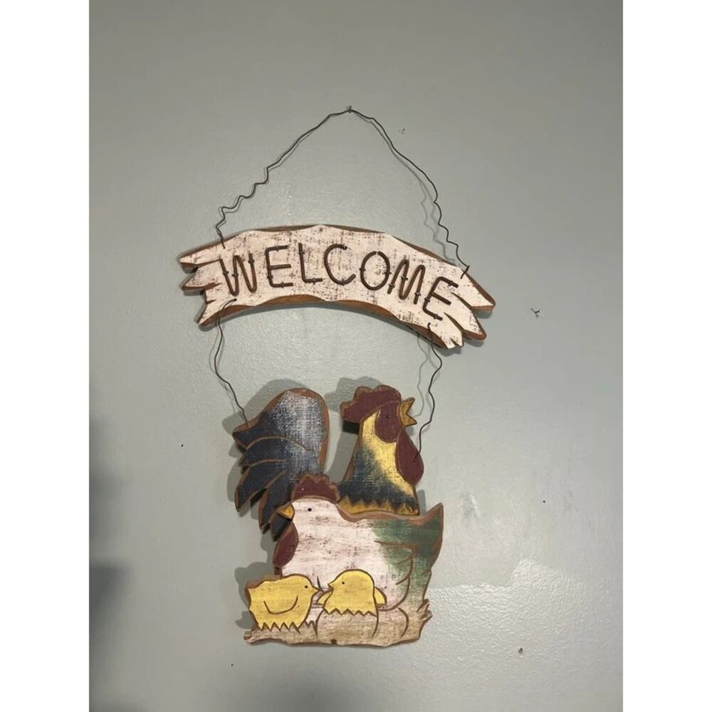 Vintage wooden Chicken rooster wall hanging